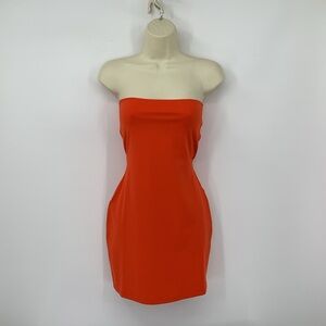 Susana Monaco strapless tube stretch mini dress bodycon jersey knit orange new M